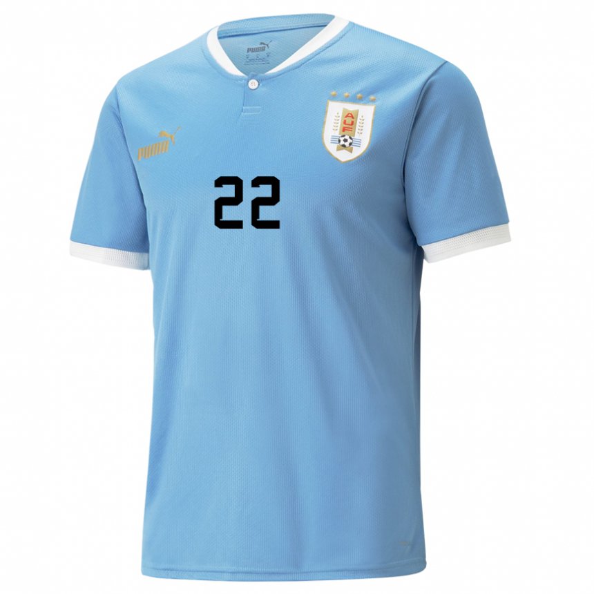 Mulher Camisola Uruguaia Martin Caceres #22 Azul Principal 22-24 Camisa