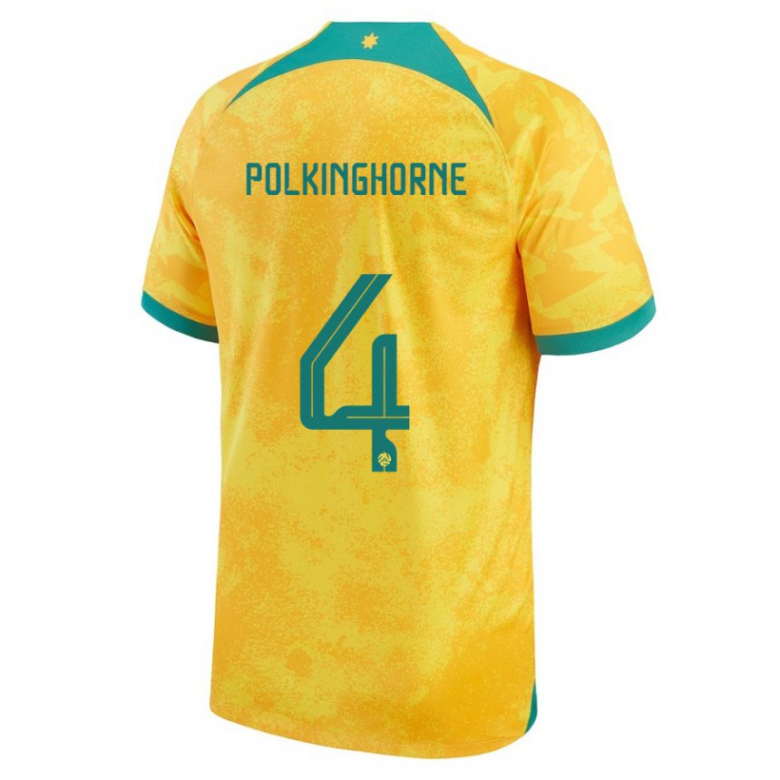 Criança Camisola Australiana Clare Polkinghorne #4 Dourado Principal 22-24 Camisa