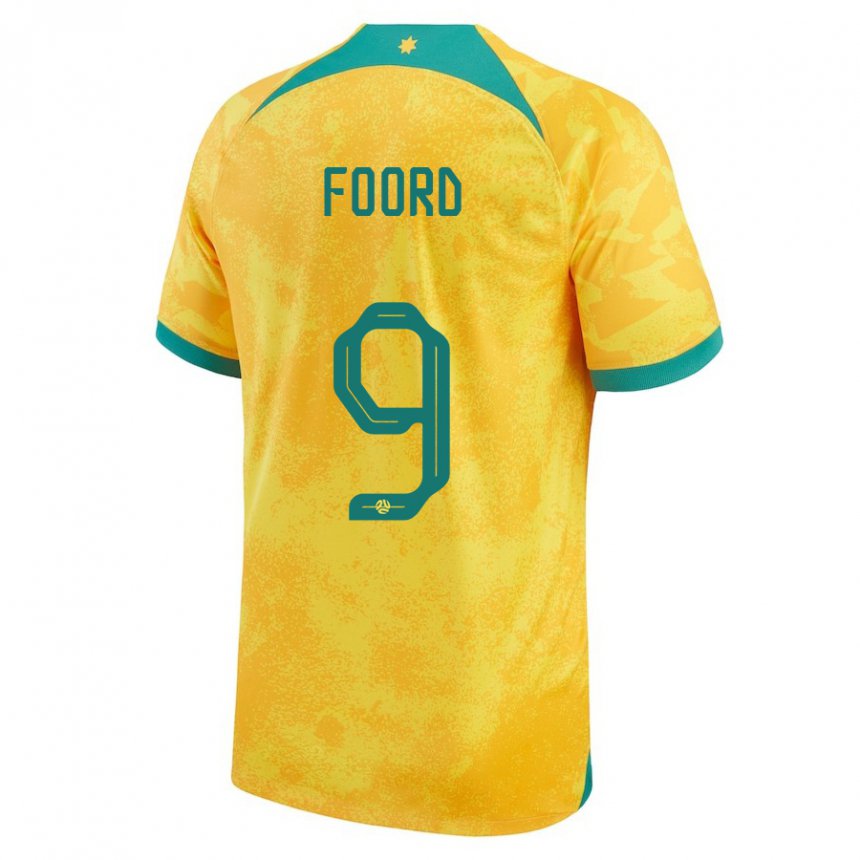 Criança Camisola Australiana Caitlin Foord #9 Dourado Principal 22-24 Camisa