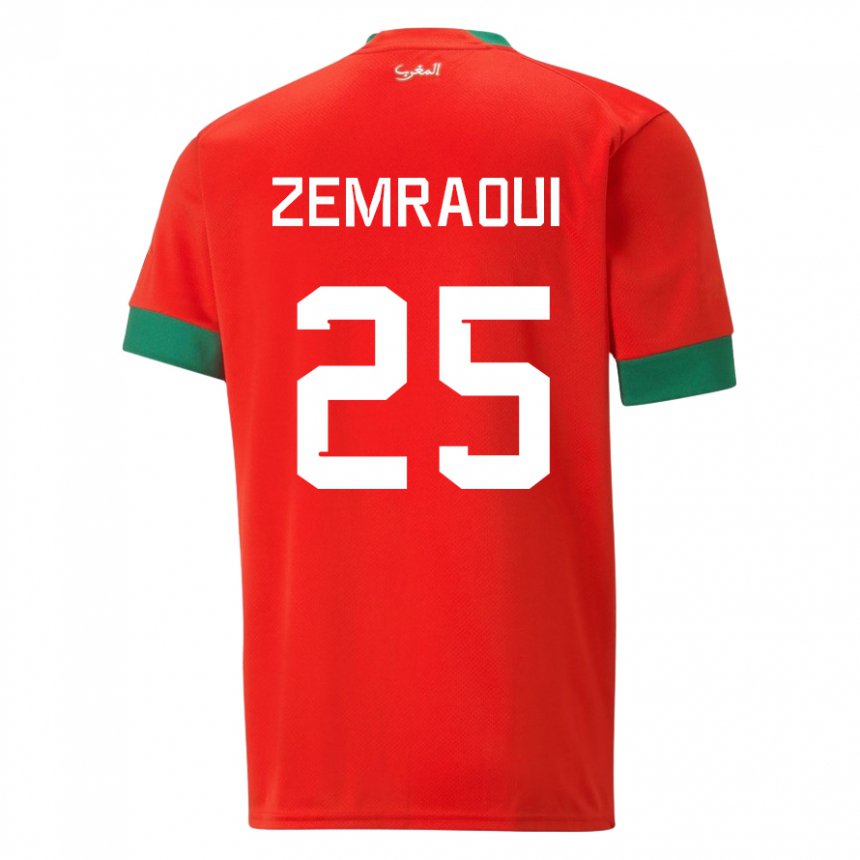 Criança Camisola Marroquina Oussama Zemraoui #25 Vermelho Principal 22-24 Camisa