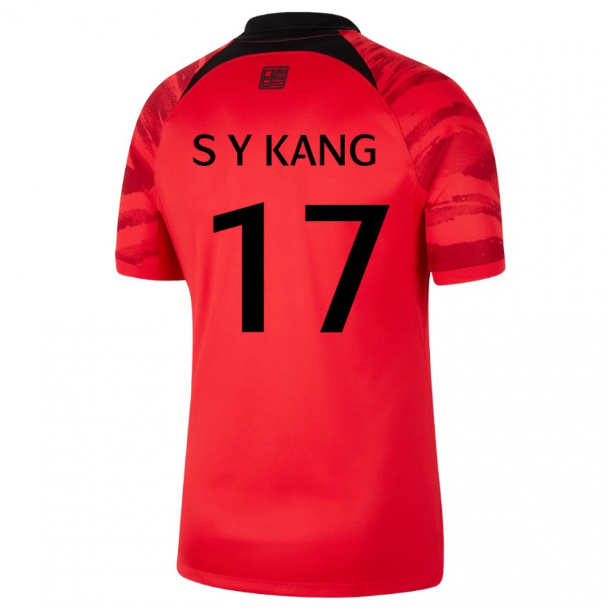 Criança Camisola Sul‑coreana Kang Sang Yun #17 Vermelho Preto Principal 22-24 Camisa