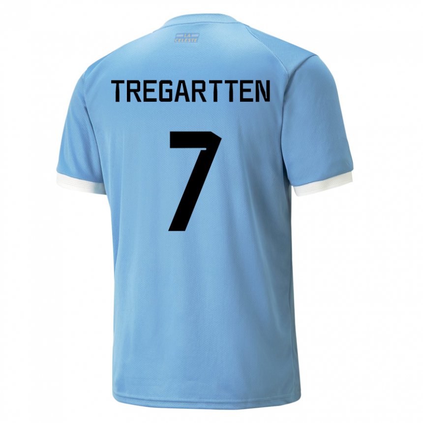 Criança Camisola Uruguaia Stephanie Tregartten #7 Azul Principal 22-24 Camisa