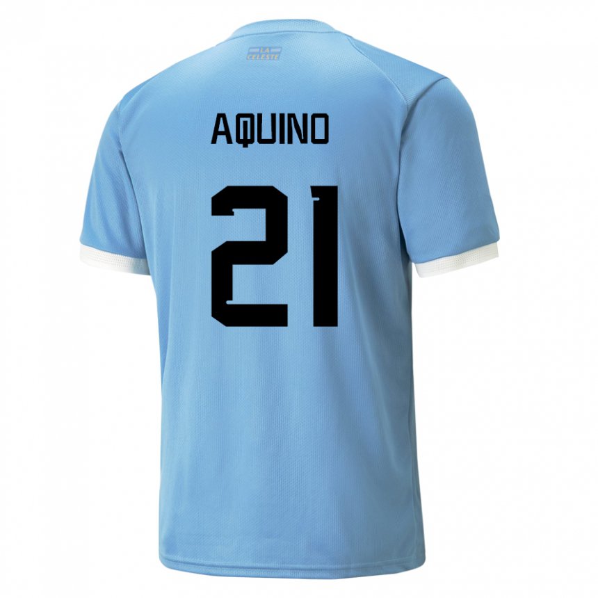 Criança Camisola Uruguaia Belen Aquino #21 Azul Principal 22-24 Camisa