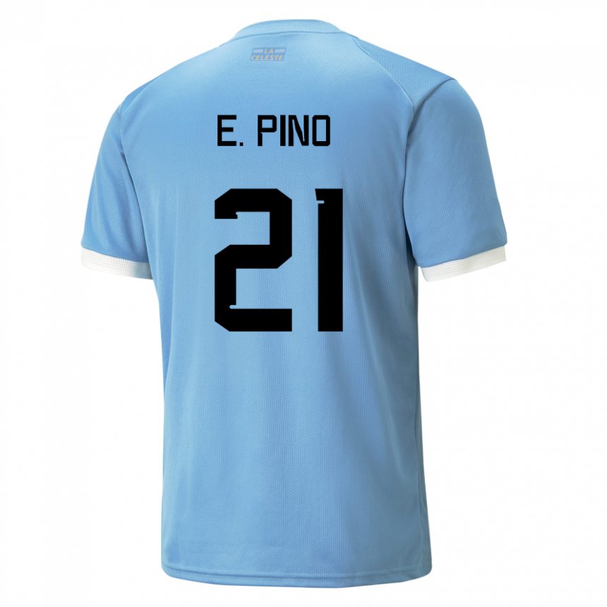 Criança Camisola Uruguaia Emiliano Del Pino #21 Azul Principal 22-24 Camisa