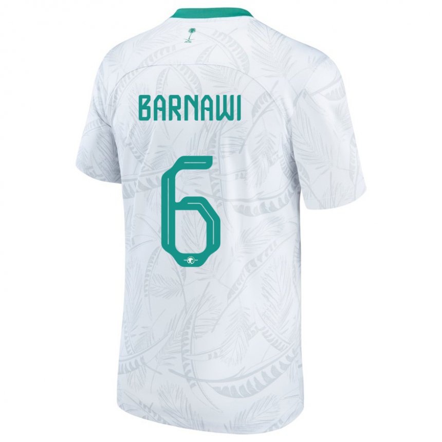 Criança Camisola Saudita Mohammed Barnawi #6 Branco Principal 22-24 Camisa