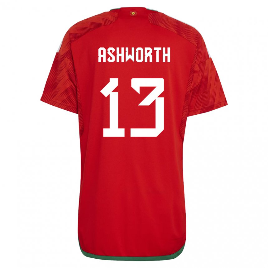 Criança Camisola Galesa Fin Ashworth #13 Vermelho Principal 22-24 Camisa