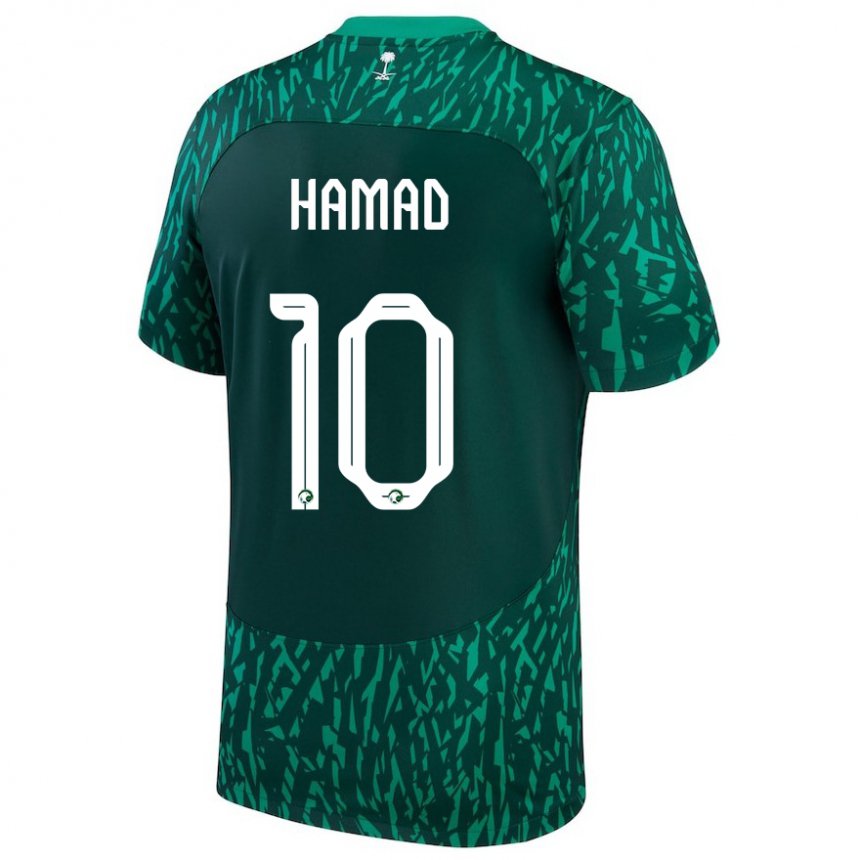 Criança Camisola Saudita Sarah Hamad #10 Verde Escuro Alternativa 22-24 Camisa