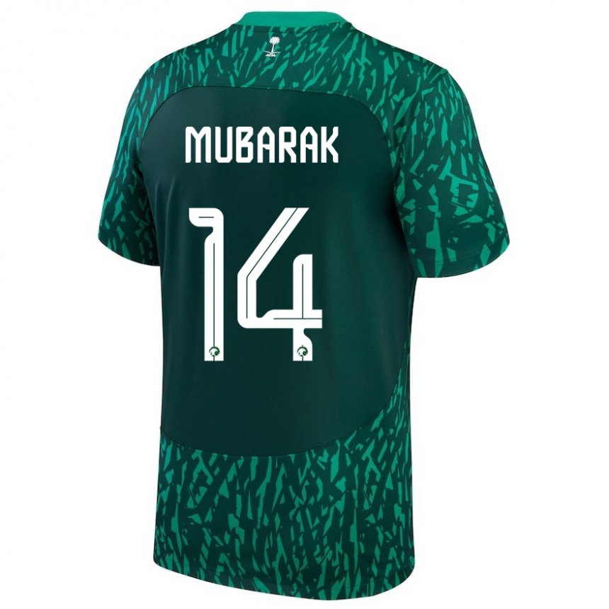 Criança Camisola Saudita Al Bandari Mubarak #14 Verde Escuro Alternativa 22-24 Camisa