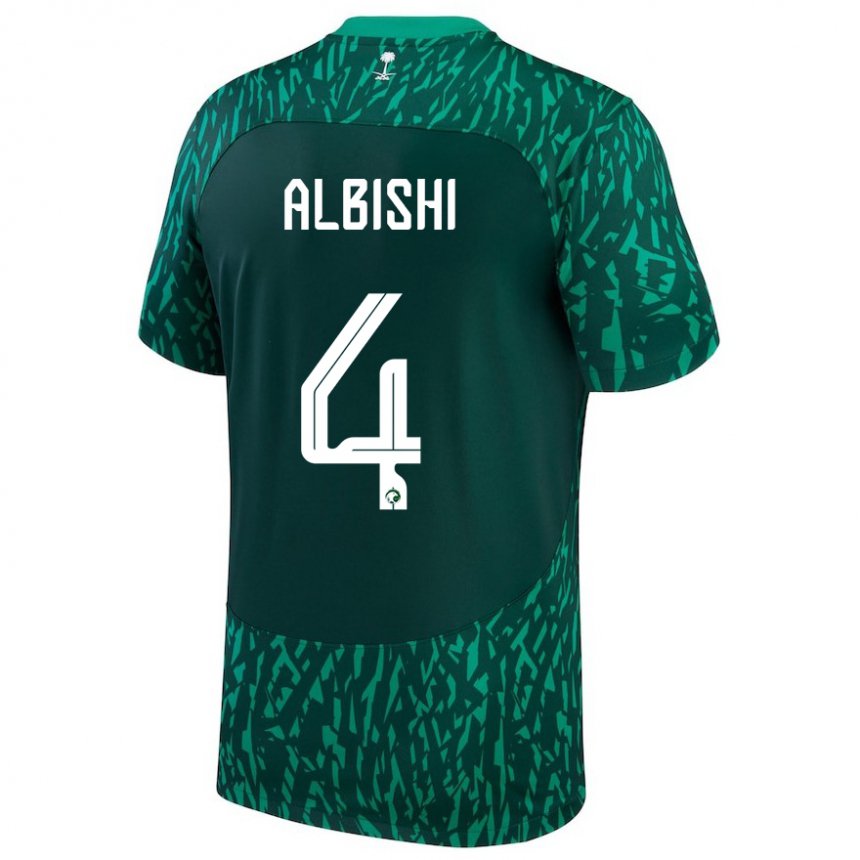 Criança Camisola Saudita Abdullah Albishi #4 Verde Escuro Alternativa 22-24 Camisa