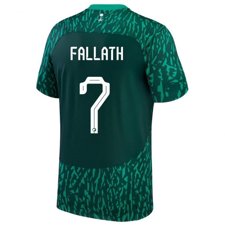 Criança Camisola Saudita Fahad Fallath #7 Verde Escuro Alternativa 22-24 Camisa