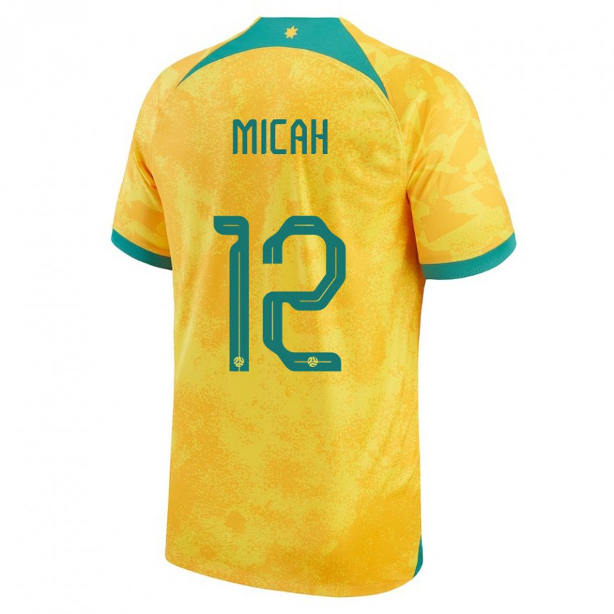 Homem Camisola Australiana Teagan Micah #12 Dourado Principal 22-24 Camisa