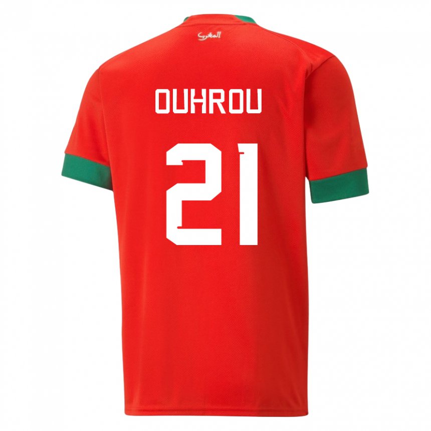 Homem Camisola Marroquina Marouane Ouhrou #21 Vermelho Principal 22-24 Camisa