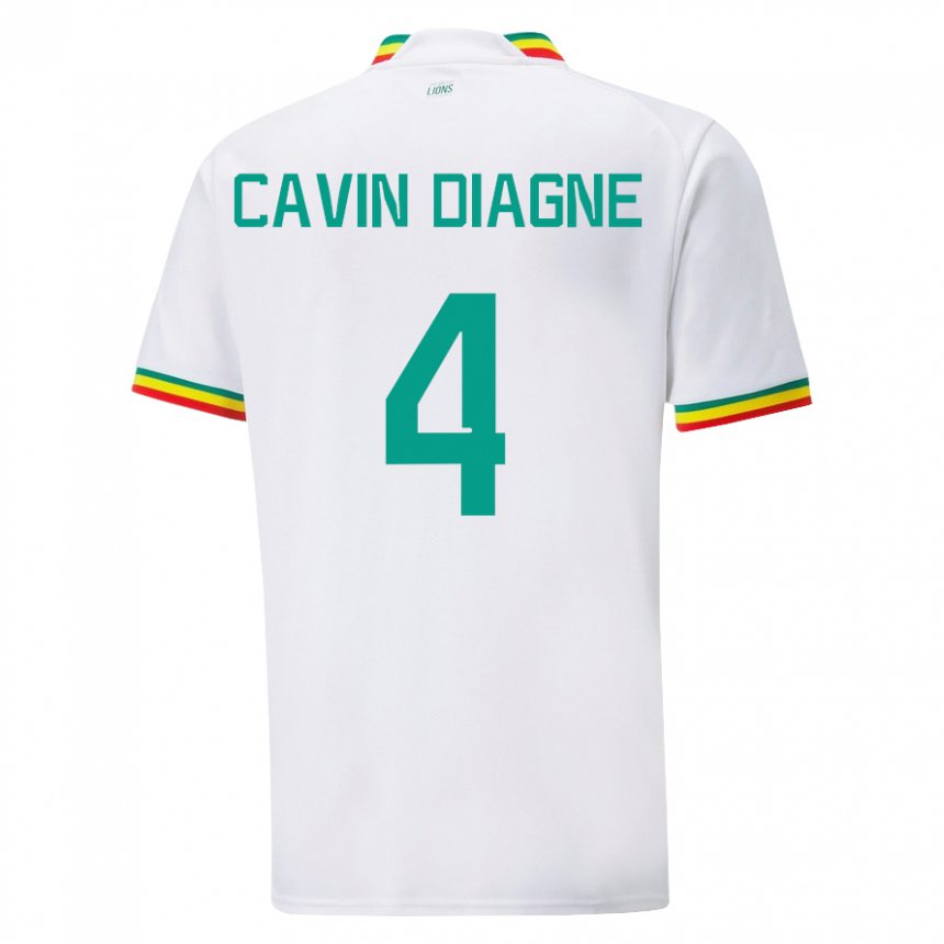 Homem Camisola Senegalesa Cavin Diagne #4 Branco Principal 22-24 Camisa