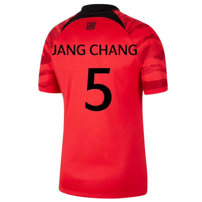 Homem Camisola Sul‑coreana Jang Chang #5 Vermelho Preto Principal 22-24 Camisa