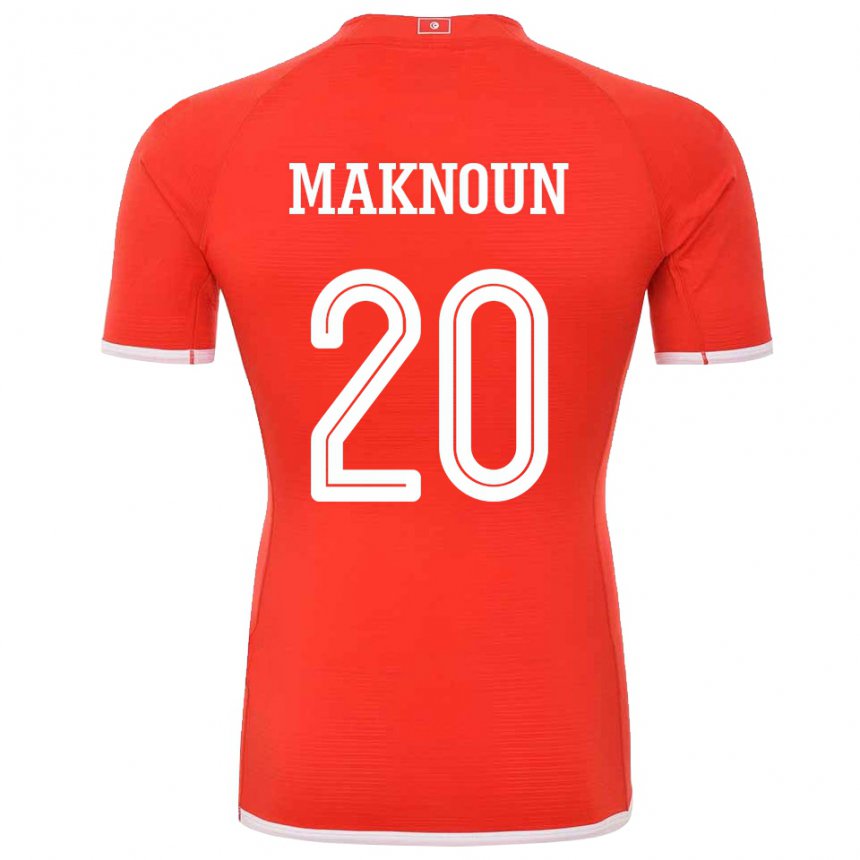 Homem Camisola Tunisiana Leila Maknoun #20 Vermelho Principal 22-24 Camisa