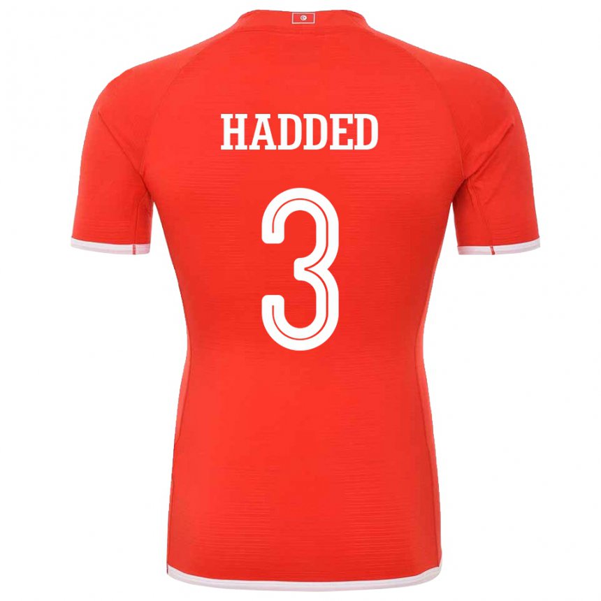 Homem Camisola Tunisiana Rayen Hadded #3 Vermelho Principal 22-24 Camisa