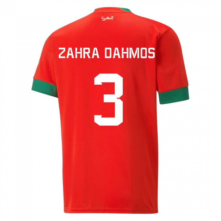 Homem Camisola Marroquina Fatima Zahra Dahmos #3 Vermelho Principal 22-24 Camisa