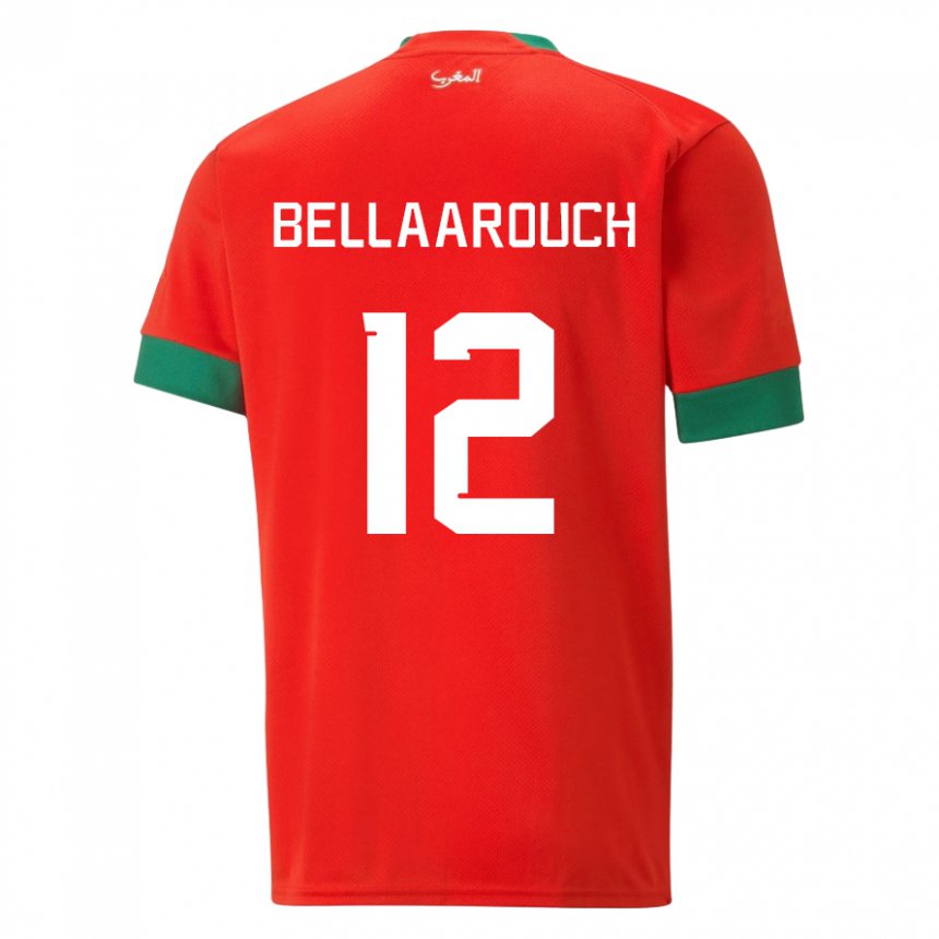 Homem Camisola Marroquina Alaa Bellaarouch #12 Vermelho Principal 22-24 Camisa