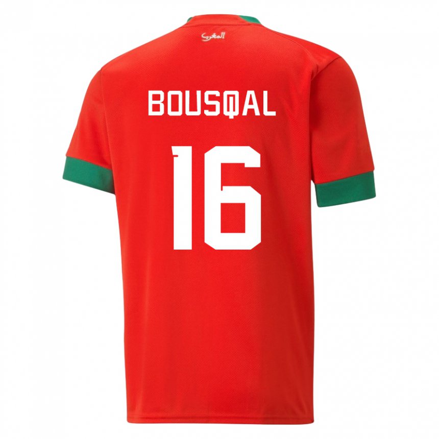 Homem Camisola Marroquina Hamza Bousqal #16 Vermelho Principal 22-24 Camisa