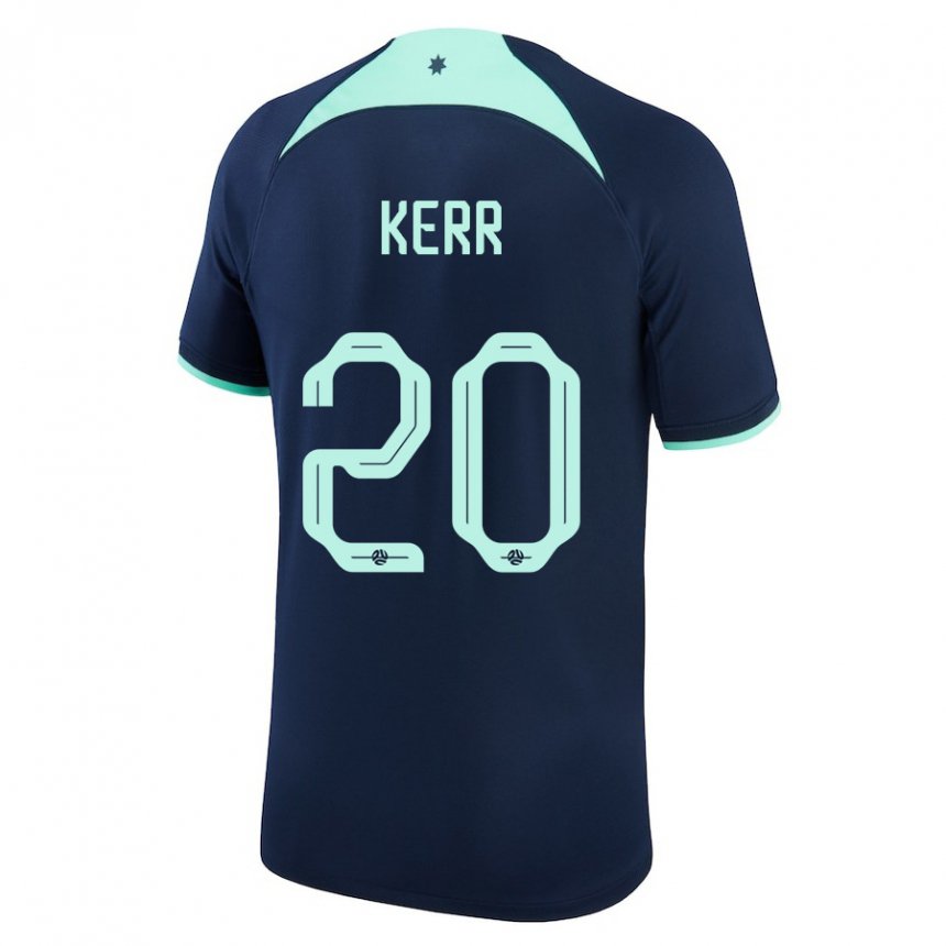 Homem Camisola Australiana Sam Kerr #20 Azul Escuro Alternativa 22-24 Camisa