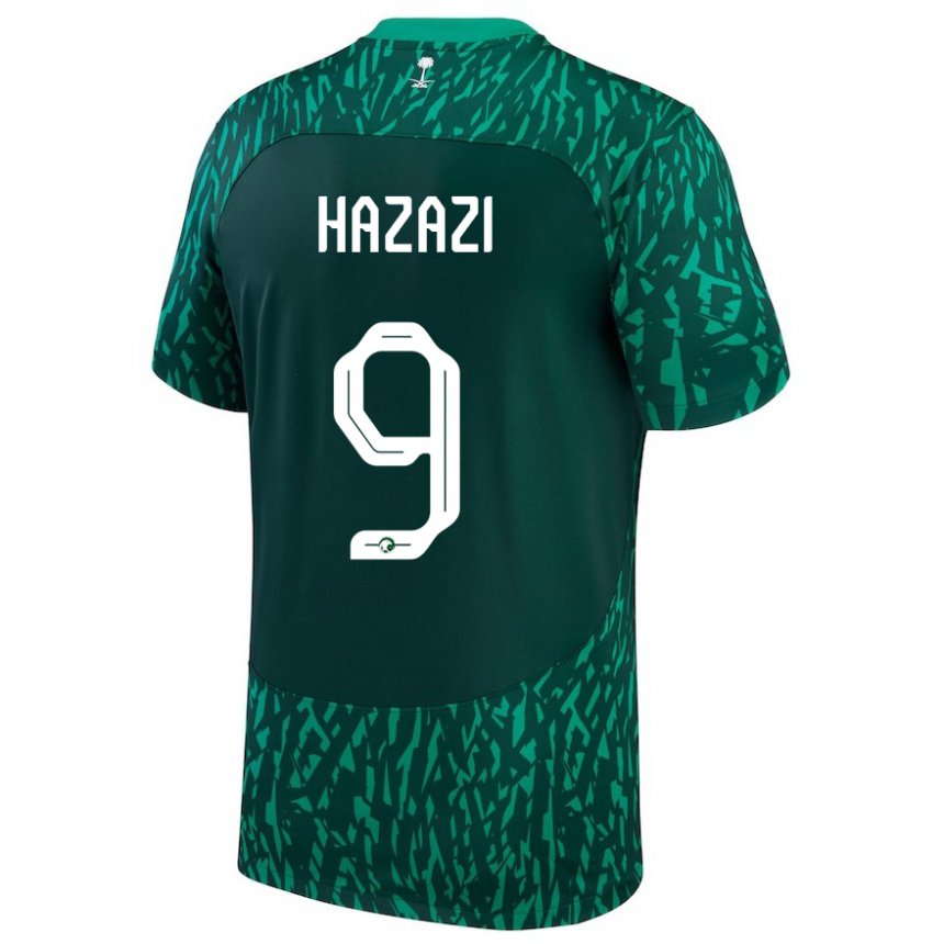 Homem Camisola Saudita Sulaiman Hazazi #9 Verde Escuro Alternativa 22-24 Camisa