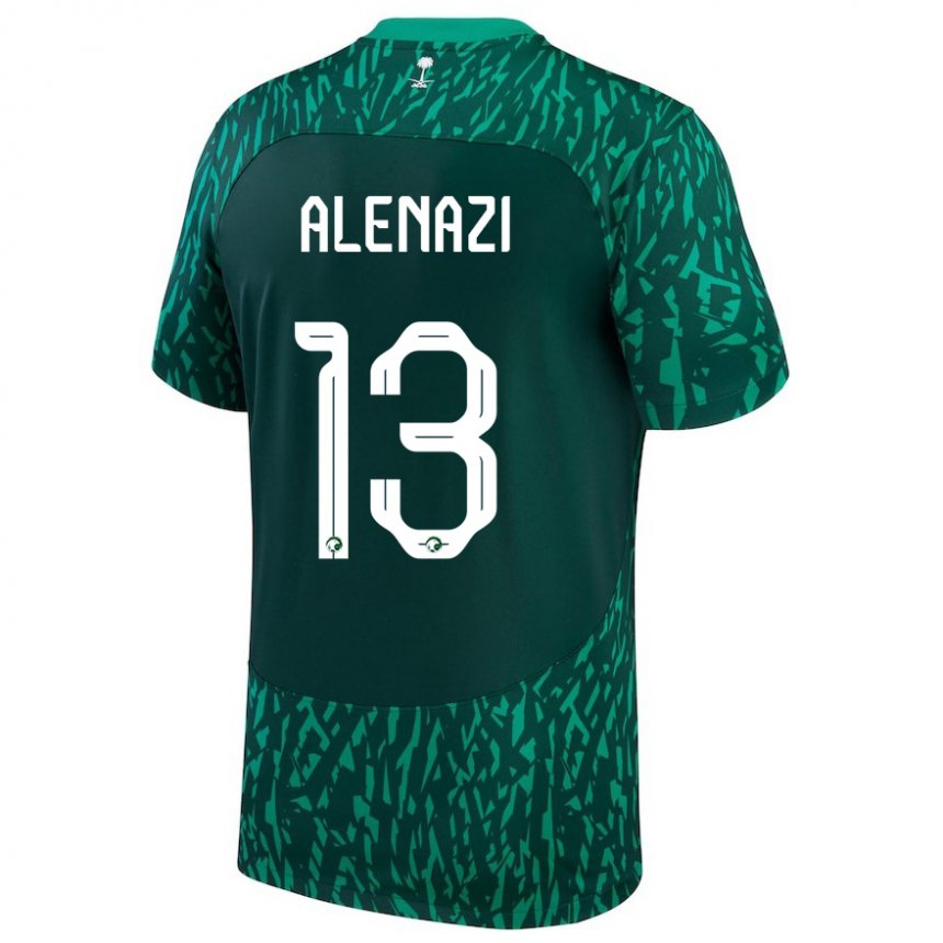 Homem Camisola Saudita Abdullah Alenazi #13 Verde Escuro Alternativa 22-24 Camisa