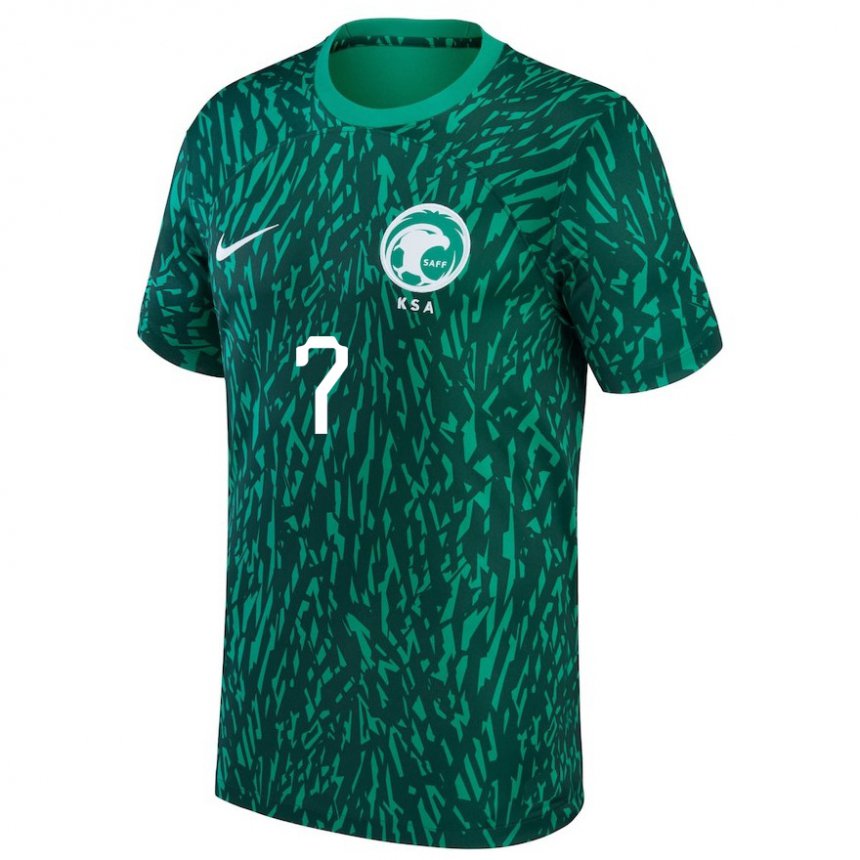 Homem Camisola Saudita Fahad Fallath #7 Verde Escuro Alternativa 22-24 Camisa