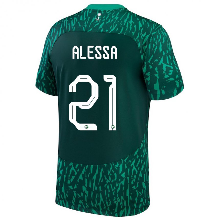 Homem Camisola Saudita Mohammed Alessa #21 Verde Escuro Alternativa 22-24 Camisa