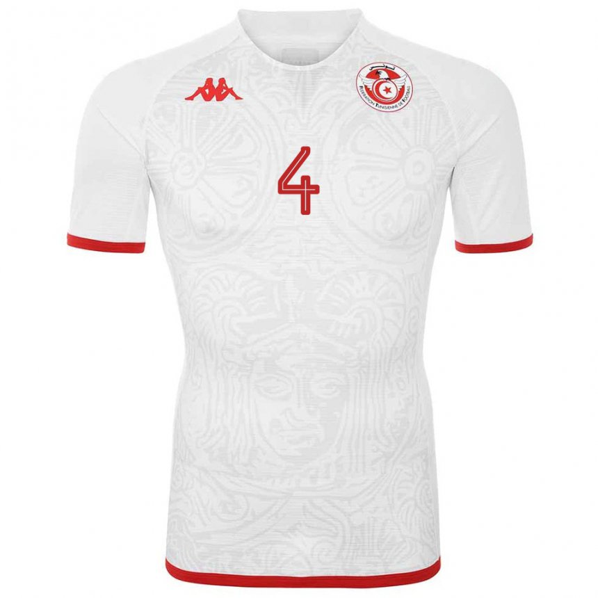 Homem Camisola Tunisiana Makrem Sghaier #4 Branco Alternativa 22-24 Camisa