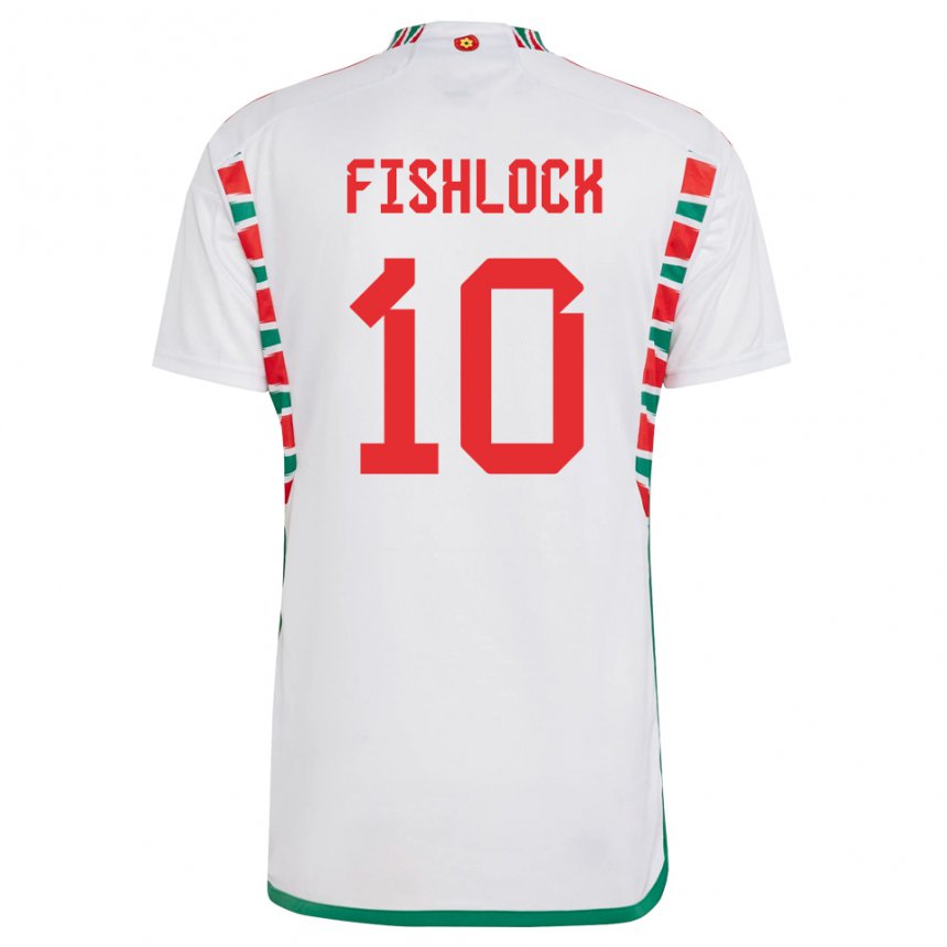 Homem Camisola Galesa Jessica Fishlock #10 Branco Alternativa 22-24 Camisa
