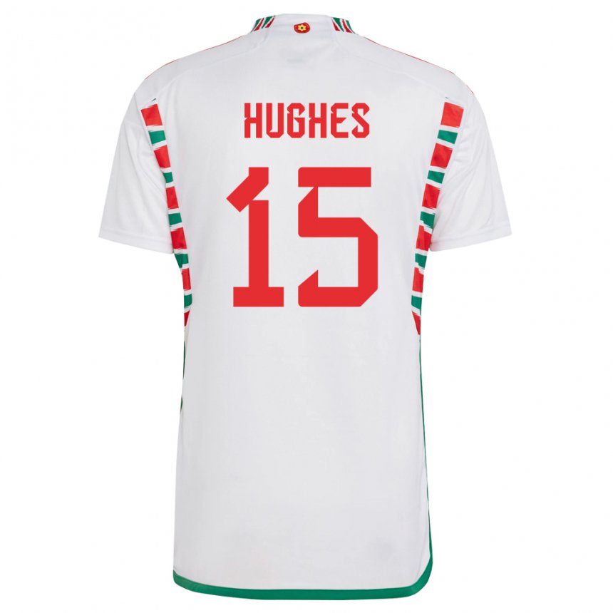 Homem Camisola Galesa Elise Hughes #15 Branco Alternativa 22-24 Camisa