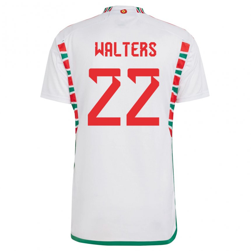 Homem Camisola Galesa Georgia Walters #22 Branco Alternativa 22-24 Camisa