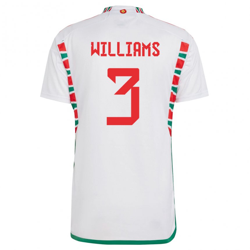 Homem Camisola Galesa Zac Williams #3 Branco Alternativa 22-24 Camisa