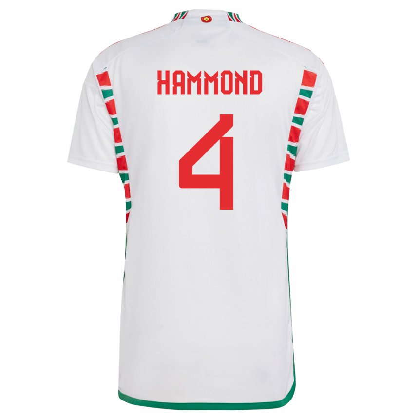 Homem Camisola Galesa Ben Hammond #4 Branco Alternativa 22-24 Camisa