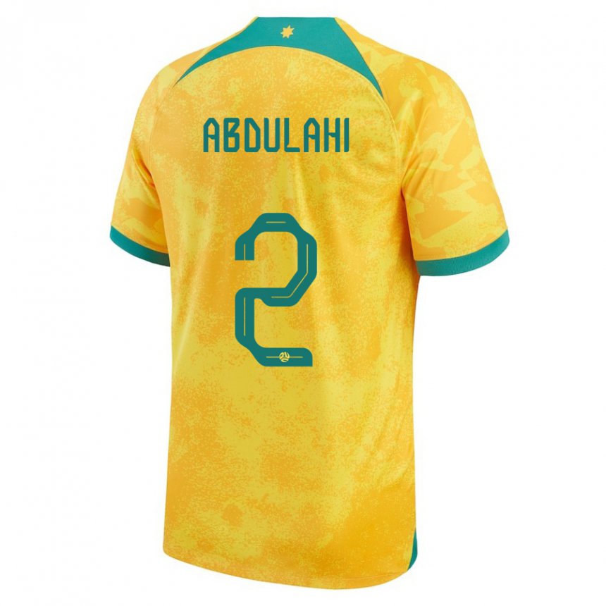 Mulher Camisola Australiana Idrus Abdulahi #2 Dourado Principal 22-24 Camisa