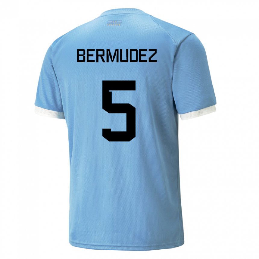 Mulher Camisola Uruguaia Karol Bermudez #5 Azul Principal 22-24 Camisa