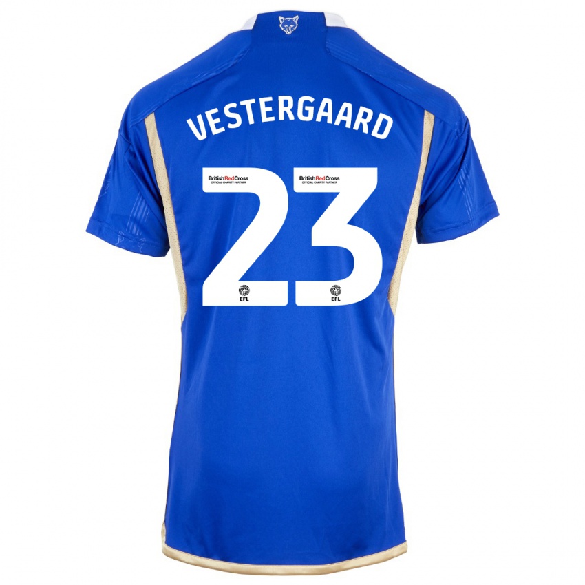 Criança Camisola Jannik Vestergaard #23 Azul Principal 2023/24 Camisa