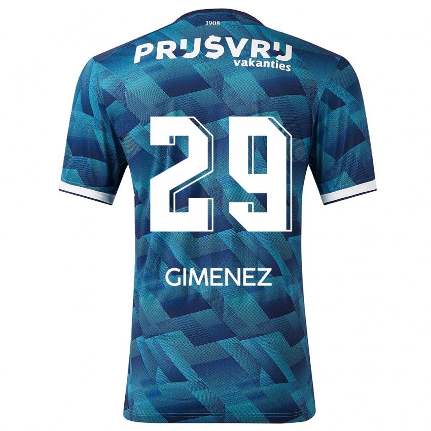 Criança Camisola Santiago Gimenez #29 Azul Alternativa 2023/24 Camisa