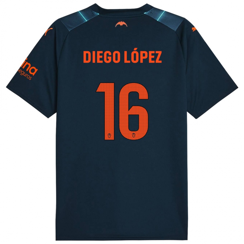 Criança Camisola Diego Lopez #16 Azul Marinho Alternativa 2023/24 Camisa