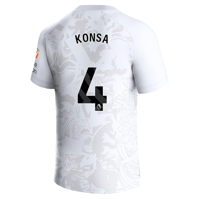 Homem Camisola Ezri Konsa #4 Branco Alternativa 2023/24 Camisa