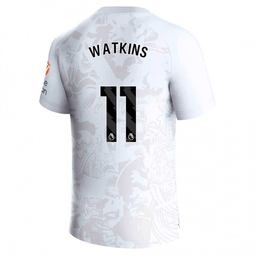 Homem Camisola Ollie Watkins #11 Branco Alternativa 2023/24 Camisa