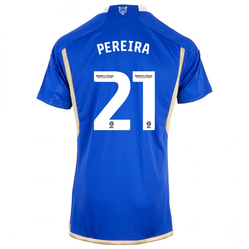 Mulher Camisola Ricardo Pereira #21 Azul Real Principal 2023/24 Camisa