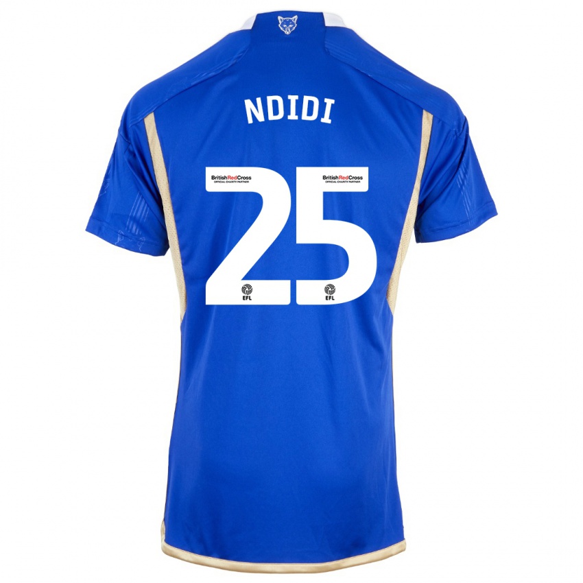 Mulher Camisola Wilfred Ndidi #25 Azul Real Principal 2023/24 Camisa