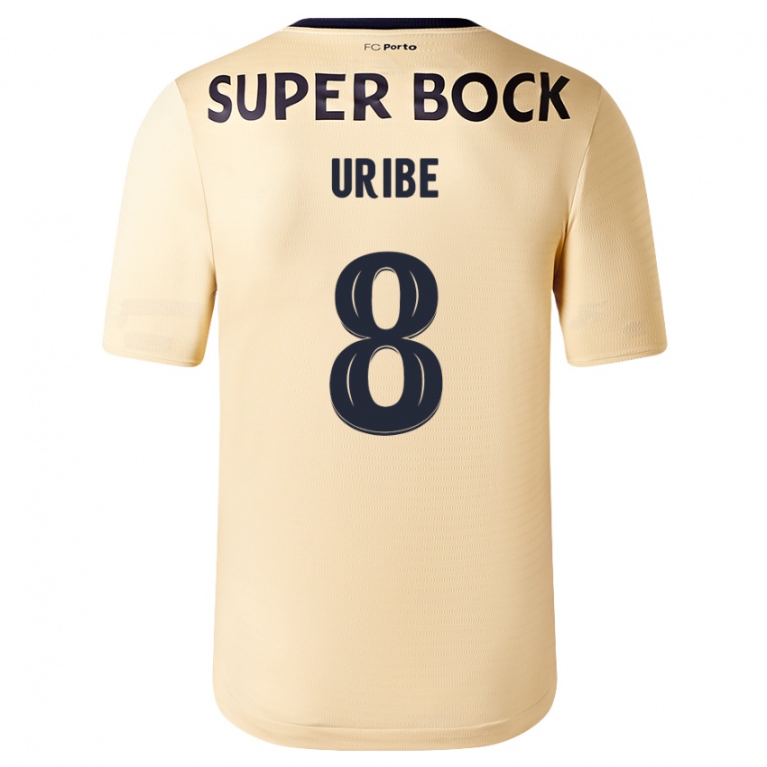 Mulher Camisola Mateus Uribe #8 Bege-Dourado Alternativa 2023/24 Camisa