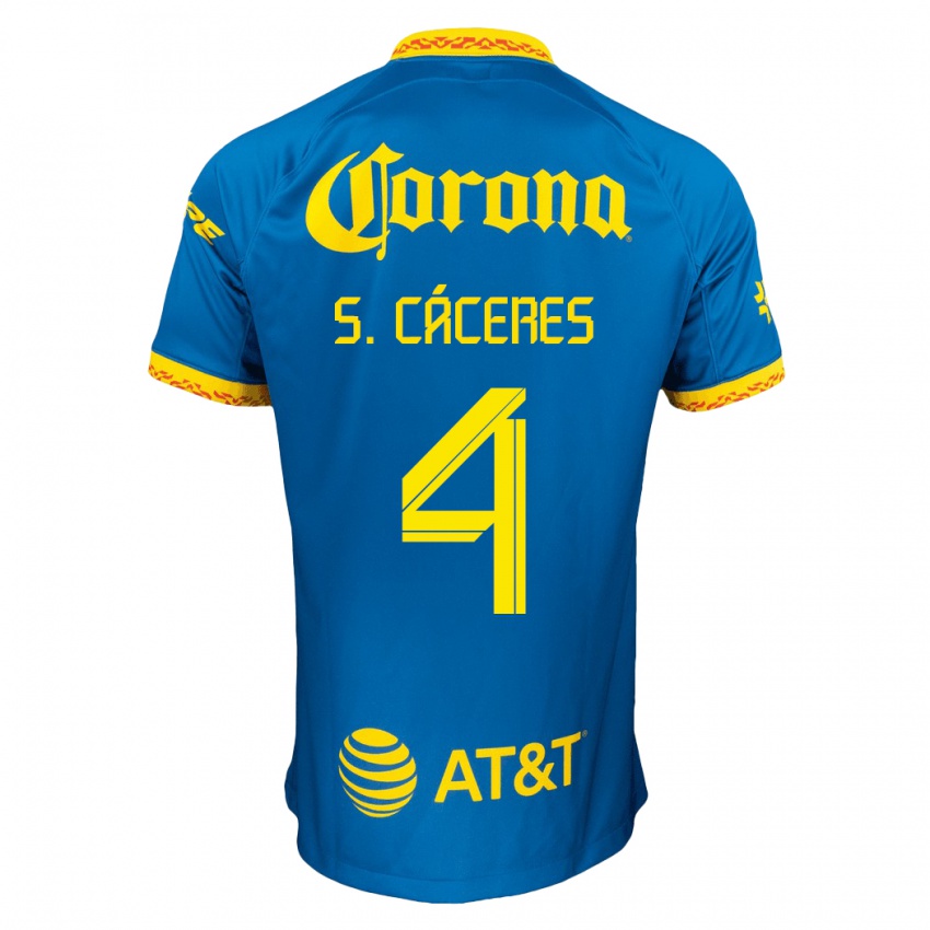 Mulher Camisola Sebastian Caceres #4 Azul Alternativa 2023/24 Camisa