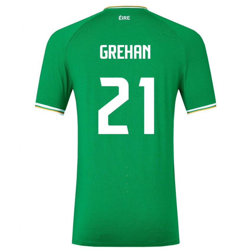 Criança Camisola Irlanda Sean Grehan #21 Verde Principal 24-26 Camisa