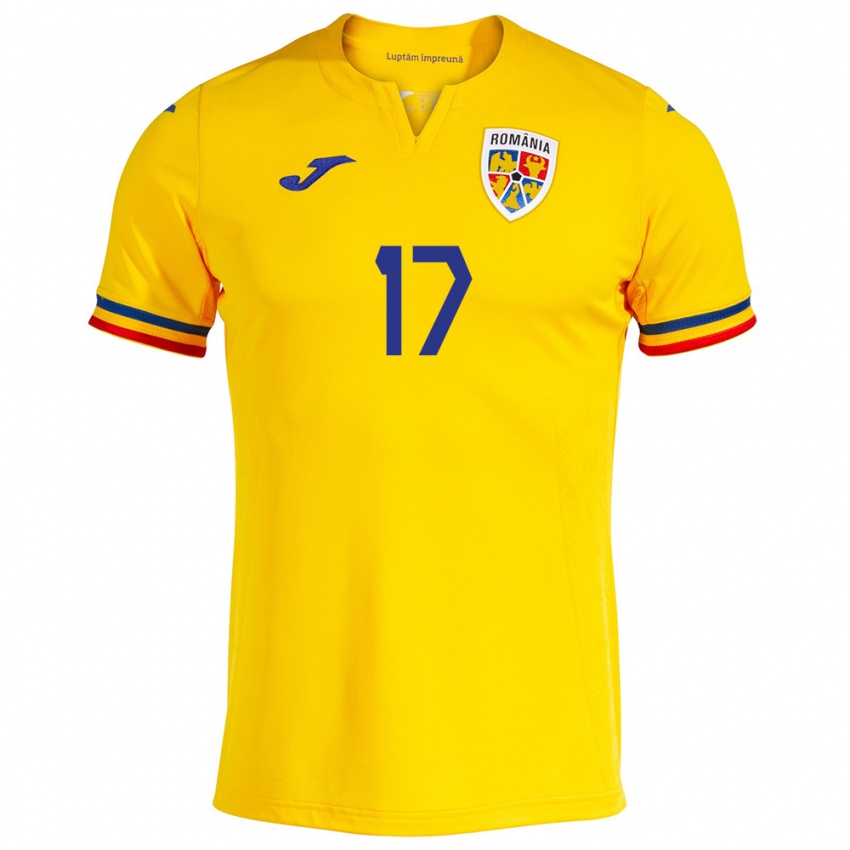 Criança Camisola Romênia Denis Rența #17 Amarelo Principal 24-26 Camisa