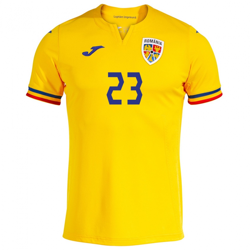 Criança Camisola Romênia Andres Dumitrescu #23 Amarelo Principal 24-26 Camisa