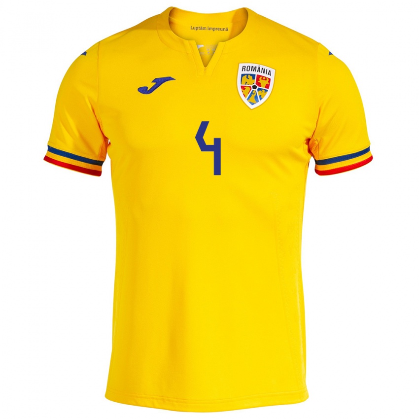 Criança Camisola Romênia Costin Amzăr #4 Amarelo Principal 24-26 Camisa