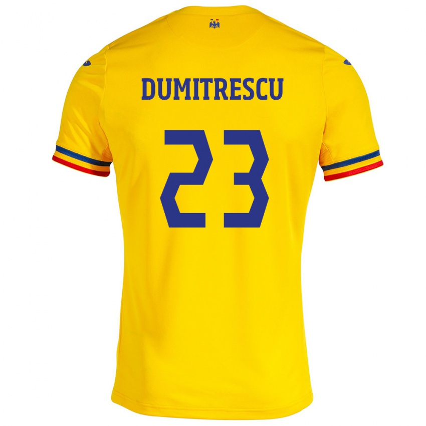 Criança Camisola Romênia Andres Dumitrescu #23 Amarelo Principal 24-26 Camisa